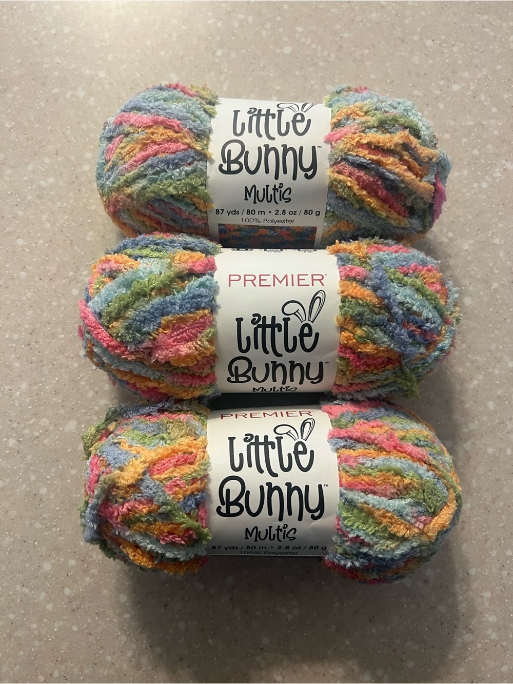 Premier Bunny Multis Plush Yarn - Pastel Pink, Blue, Yellow, Green